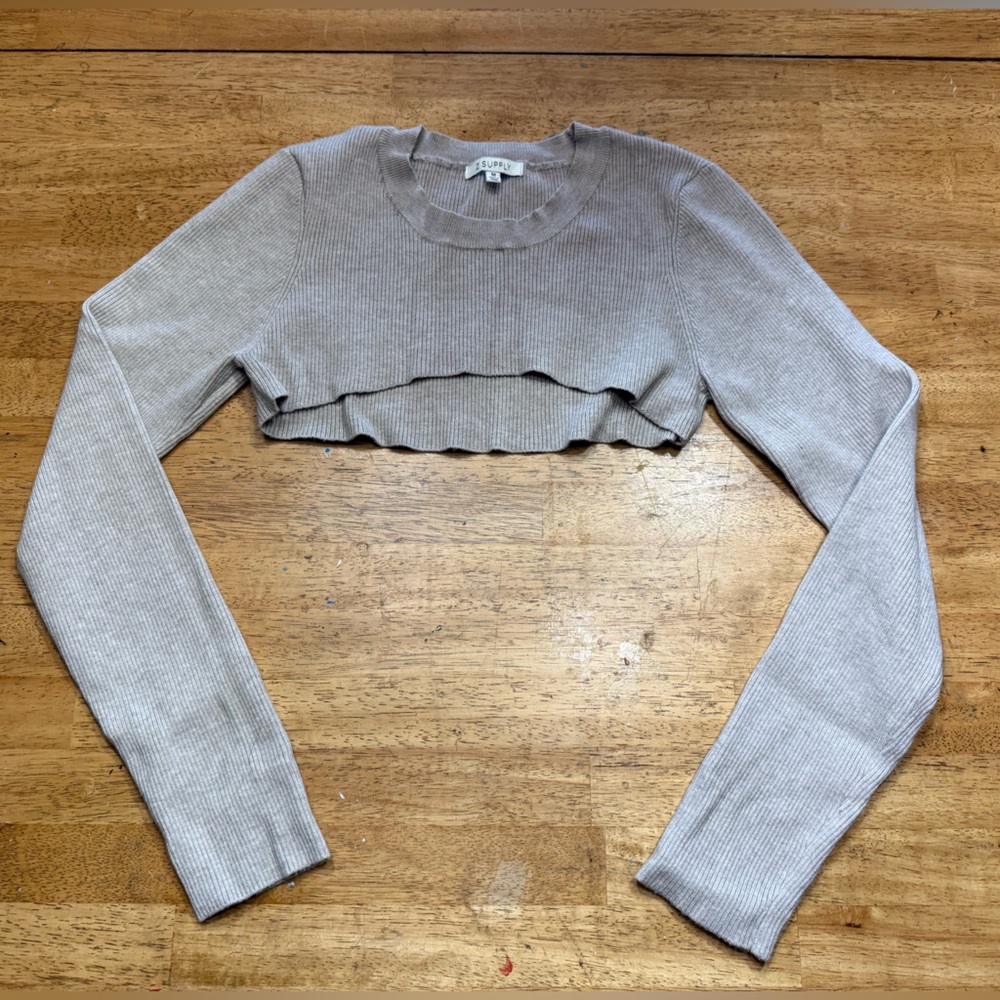 Z Supply Juniors Light Gray Ribbed Sweater